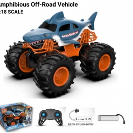 1:18 Land and Water Shark Monster Truck Off Road Rechargeable RC Car Kids Toys for Boys and Girls Ages 6+